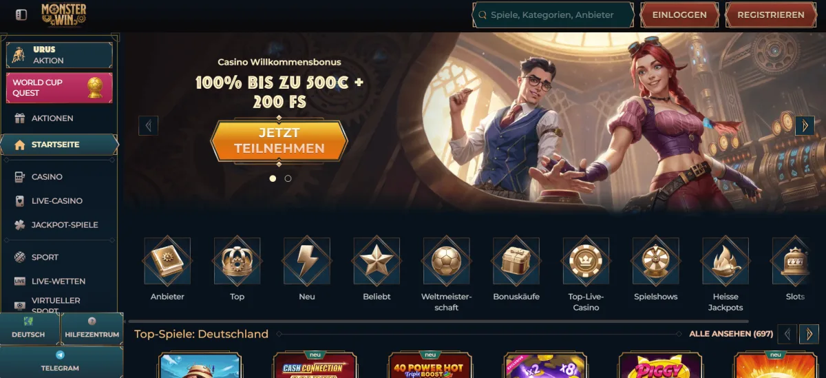MonsterWin homepage online casino mit giropay einzahlung